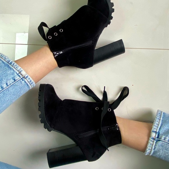 Ankle Velvet High Heel Boots - Picture 1 of 6